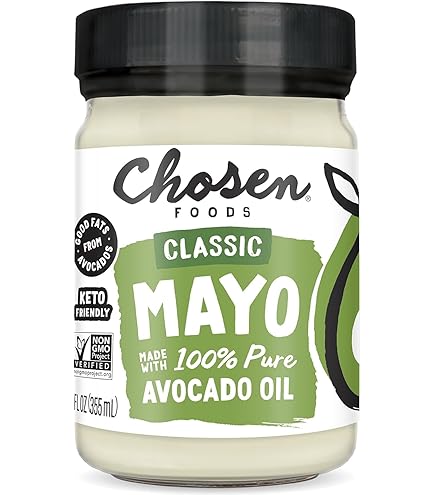 Chosen Foods Classic Mayo, 12 Fl Oz - 100% Pure Avocado Oil-Based Mayonnaise - Non-GMO, Gluten-Free, Keto Friendly - 355mL Gl