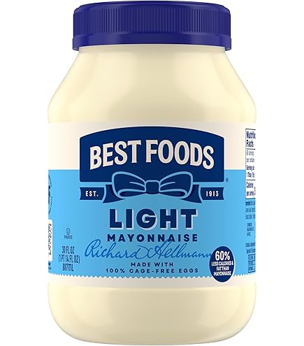 Best Foods Mayonnaise Light Mayo For A Creamy Sandwich Spread or Condiment Made With Cage-Free Eggs 30 oz